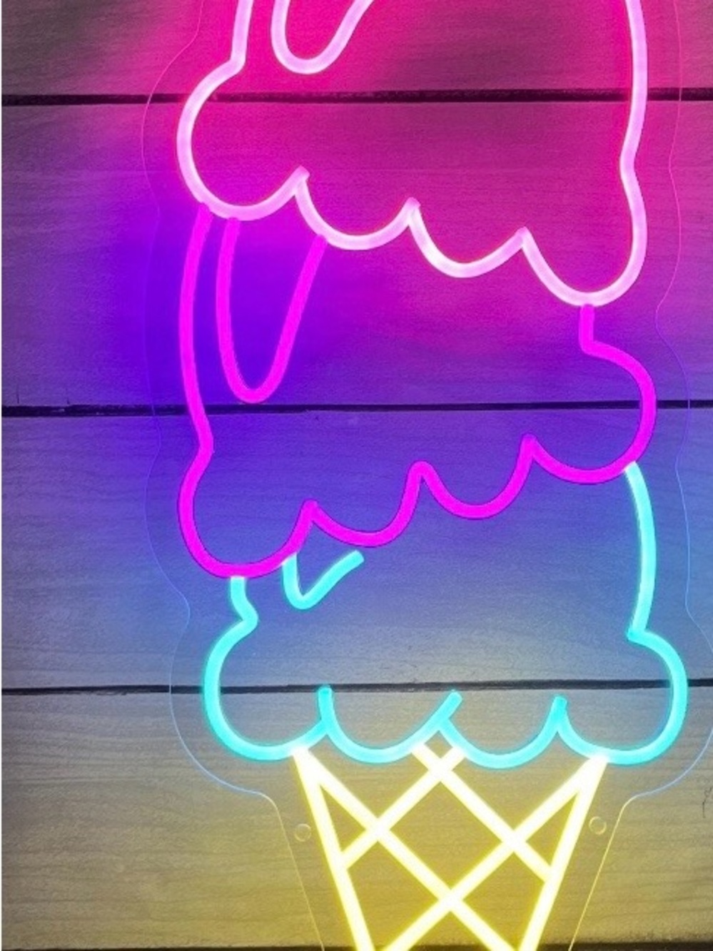 Neon Ice Cream Cone Wall Light - Pink, Blue & Yellow